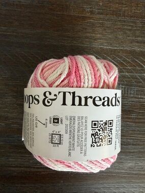 NEW Loops & Threads Pink & Cream Variegated Yarn 426 yd 5.29 oz